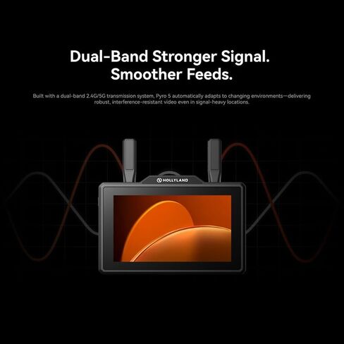Hollyland Pyro 5 Wireless Video Transmitter and Receiver with 5.5 Inch Camera Field Monitor, 1500nit, 1312 ft, HDMI, SDI, RTMP (Bundle) in Saudi Arabia