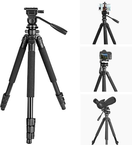 64.5 inch Travel Portable Tripod- Compatible with SLR Cameras, Cell Phones, Binoculars, Spotting Scopes, Monoculars in Saudi Arabia