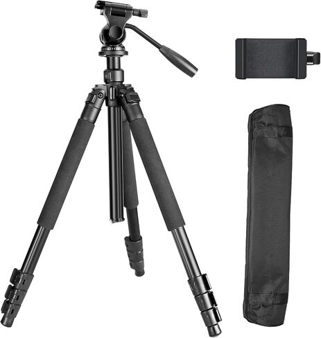 64.5 inch Travel Portable Tripod- Compatible with SLR Cameras, Cell Phones, Binoculars, Spotting Scopes, Monoculars in Saudi Arabia