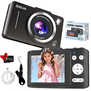 4K Digital Camera FHD 1080P Point and Shoot Camera with 32GB Card, Pink | 16X Zoom, Anti Shake, Autofocus 4K, FHD 1080P, 48 MP 32GB Card, Compact Portable Small for Kids Girls Boys Beginners in Saudi Arabia