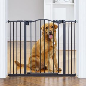 InnoTruth 29-39.6" Baby Gate for Stairs & Doorways, 30" Tall Pressure Mount Pet Gates, Easy Step Auto Close Both Sides Walk Thru Child Gate, Dual-Lock Safety Design and One-Hand Operation, Black in Saudi Arabia