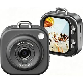 Mini Keychain Digital Camera HD Portable Handheld Camera with 16X Zoom and Built-in Flash for Travel Vlog and Daily Snapshots (Black) in Saudi Arabia