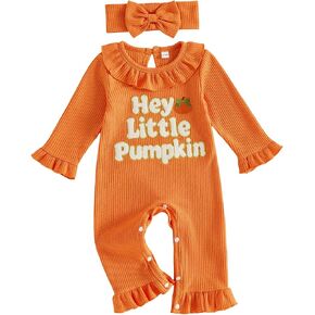 Newborn Baby Girl Halloween Clothes Ghost/Pumpkin Embroidery Jumpsuit Long Sleeve Romper Onesie 3 6 12 18 Months in Kuwait