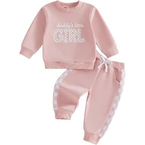 Hnyenmcko Toddler Baby Girl Clothes Daddys Little Girl Sweatshirt Pants Set | Toddler Baby Girl Clothes Daddys Little Girl Long Sleeve Pullover Top with Elastic Waist Pants Cute Fall Winter Outfits in Kuwait