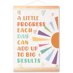 A Little Progress Each Day Adds Up Poster Hanger Frame,Cute Classroom Decor | Boho Inspirational Wall Art for Kids Room Classroom Nursery Playroom/Positive Affirmations Wall Decor/16x12 In in Saudi Arabia