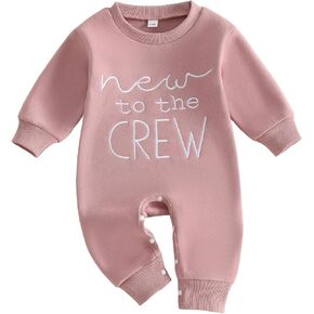 Infant Baby Girl Jumpsuit Fleece Romper Newborn Fall Winter Clothes | Baby Girl Fall Outfit Letter Print Long Sleeve Crew Neck Romper 3 6 9M in Kuwait