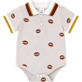 Chichoo Baby Boy Polo Bodysuit Little Gentleman Pique Cotton Romper 0-24M | Short-Sleeve One-Piece, Snap Bottom, Button Placket, Soft Stretch, Breathable, Everyday Wear, Game Day, Newborns & Infants in Saudi Arabia