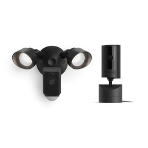 Ring Pan-Tilt Indoor Cam, Black with Ring Floodlight Cam Wired Plus, Black in Saudi Arabia