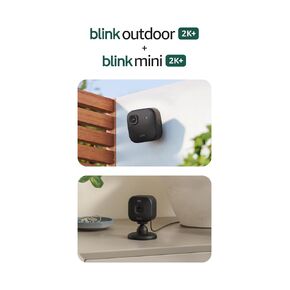 Blink Outdoor 2K+ and Mini 2K+ (newest model) — Wireless and plug-in 2K resolution smart security cameras, Sync Module Core included — 2 Cameras (Black) in Saudi Arabia
