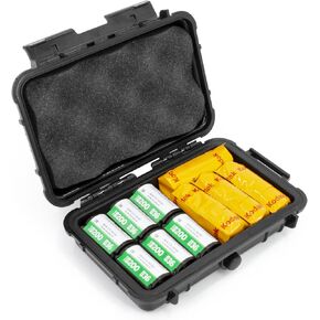 CASEMATIX Hard Shell 35mm Film Case for 35mm and 120 Film - 9" Waterproof & Lightproof Film Holder and Film Roll Container for up to 16 x 35mm Film Rolls or 10 x 120 Film Rolls, Travel Case Only in Kuwait