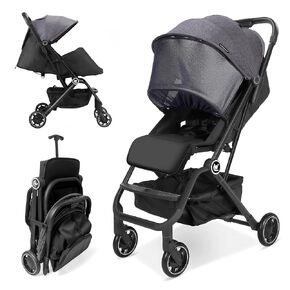 Rollingsurfer Lightweight Baby Stroller for Airplane, Compact Travel Pushchair with Retractable Foot Cover & Reclining Backrest, One Hand Fold Stroller for Toddlers 0-36 Months in Kuwait