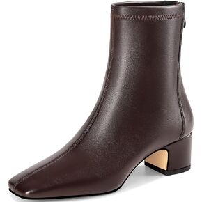 Ankle Boots for Women Low Heel Square Toe Booties with Back Zip Up | Stretch, Zipper, Chunky Heeled, Block Heel, Short Boots, Fall Boots, Dressy Office Daily Booties in Kuwait