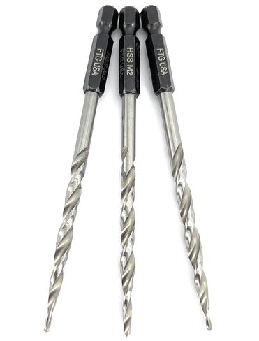 FTG USA 3 Pc #10 3/16" Replacement Tapered Drill Bit Only All Same Size Set | Wood Countersink Replacement: 3 Pc HSS M2 tapered drill bits for woodworking countersink tools. 1/4" hex shank. No cutter in Saudi Arabia