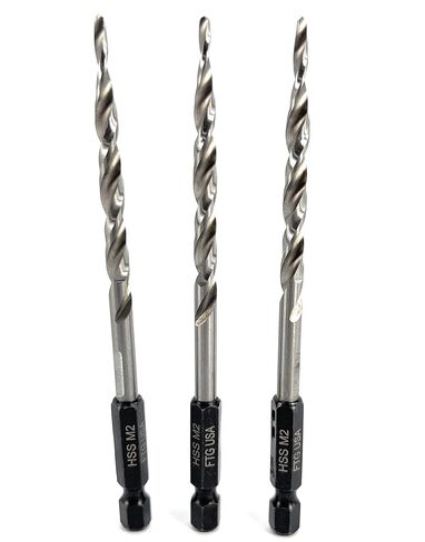FTG USA 3 Pc #10 3/16" Replacement Tapered Drill Bit Only All Same Size Set | Wood Countersink Replacement: 3 Pc HSS M2 tapered drill bits for woodworking countersink tools. 1/4" hex shank. No cutter in Saudi Arabia