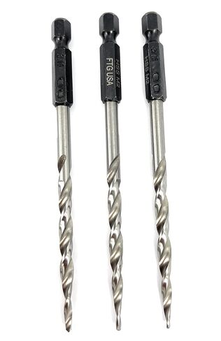 FTG USA 3 Pc #10 3/16" Replacement Tapered Drill Bit Only All Same Size Set | Wood Countersink Replacement: 3 Pc HSS M2 tapered drill bits for woodworking countersink tools. 1/4" hex shank. No cutter in Saudi Arabia