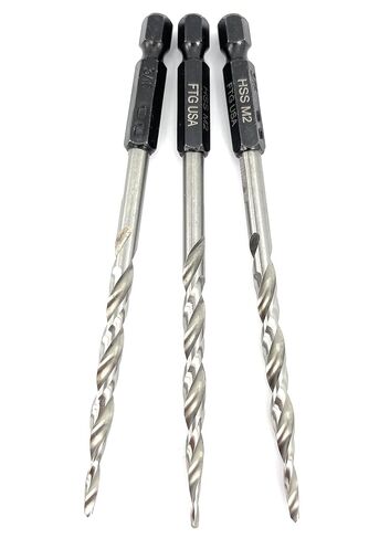 FTG USA 3 Pc #10 3/16" Replacement Tapered Drill Bit Only All Same Size Set | Wood Countersink Replacement: 3 Pc HSS M2 tapered drill bits for woodworking countersink tools. 1/4" hex shank. No cutter in Saudi Arabia