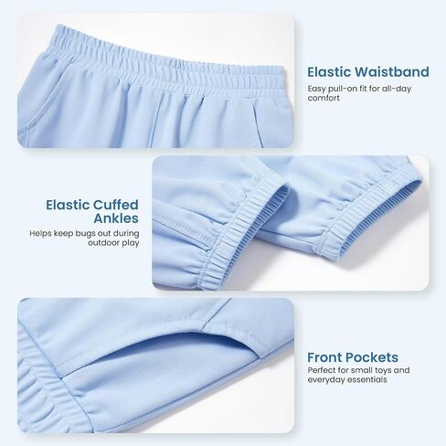 i-baby 3-Pack Unisex Baby Toddler Pants, Breathable Cooling Jogger Pants with Pocket and Elastic Waist in Kuwait