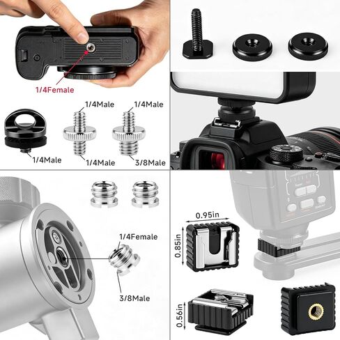 30Pack Camera Tripod Screw Mount Kit, 1/4" & 3/8" Camera Screw Adapter | with Ball Head, Cold Shoe Mount, Phone Clamp, Flash Hot Shoe Adapter for Camera, Tripod, Ring Light, Mic & LED Video Light in Saudi Arabia