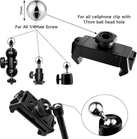 30Pack Camera Tripod Screw Mount Kit, 1/4" & 3/8" Camera Screw Adapter | with Ball Head, Cold Shoe Mount, Phone Clamp, Flash Hot Shoe Adapter for Camera, Tripod, Ring Light, Mic & LED Video Light in Saudi Arabia