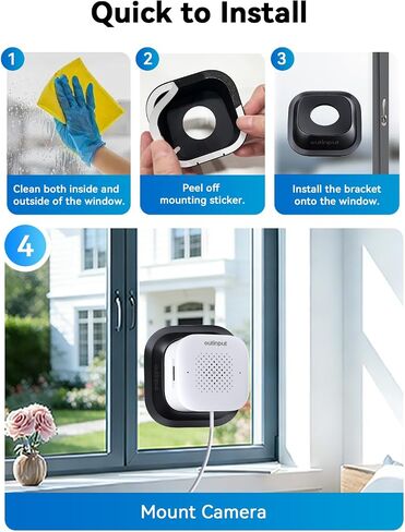Outinput Window Camera Mount Window Security Camera PC340, Direction 18 Degree, Adhesive Mount (Black) in Saudi Arabia