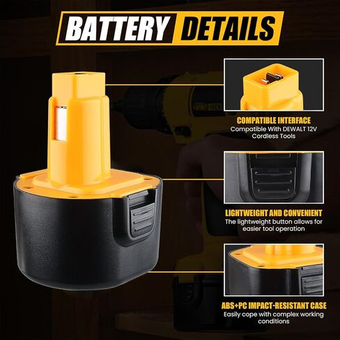 VANTTECH 9.6V 4.8Ah Ni-MH Replacement Battery for Dewalt DW9062 DW9061 DE9036 DE9061 DE9062 DW926 DW955K DW902 DW050 Cordless Power Tools ，1-Pack Spare for Backup Use in Saudi Arabia