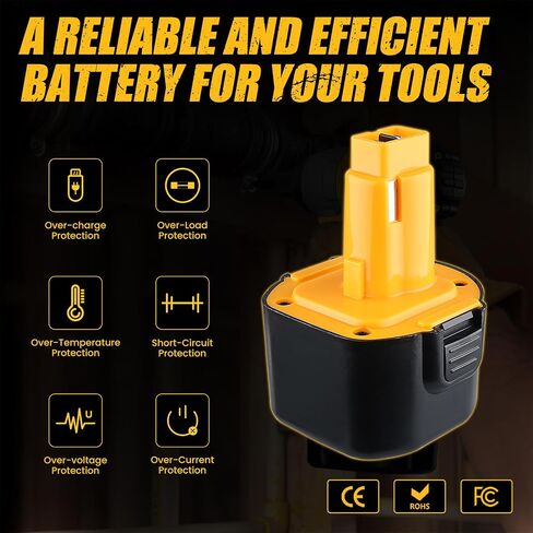 VANTTECH 9.6V 4.8Ah Ni-MH Replacement Battery for Dewalt DW9062 DW9061 DE9036 DE9061 DE9062 DW926 DW955K DW902 DW050 Cordless Power Tools ，1-Pack Spare for Backup Use in Saudi Arabia