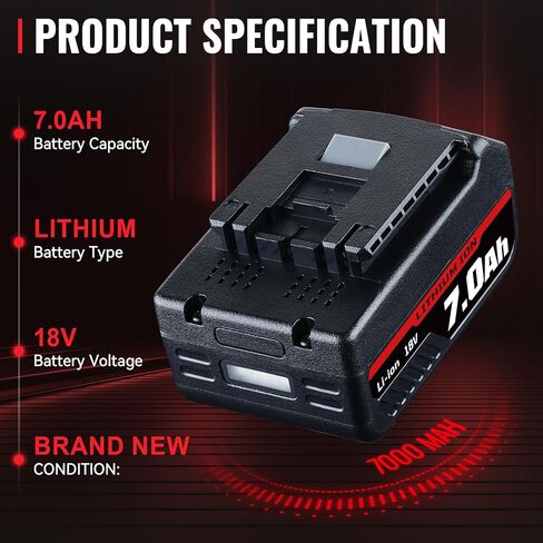 7.0Ah 18V 2 Pack Li-ion Replacement for Bosch Battery BAT618 BAT609 | Fits BAT622 BAT619 BAT619G BAT610G BAT609G BAT618G. Lithium-ion cells with LED fuel gauge for drills, saws, grinders in Kuwait