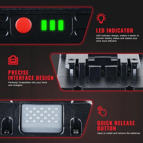 7.0Ah 18V 2 Pack Li-ion Replacement for Bosch Battery BAT618 BAT609 | Fits BAT622 BAT619 BAT619G BAT610G BAT609G BAT618G. Lithium-ion cells with LED fuel gauge for drills, saws, grinders in Kuwait