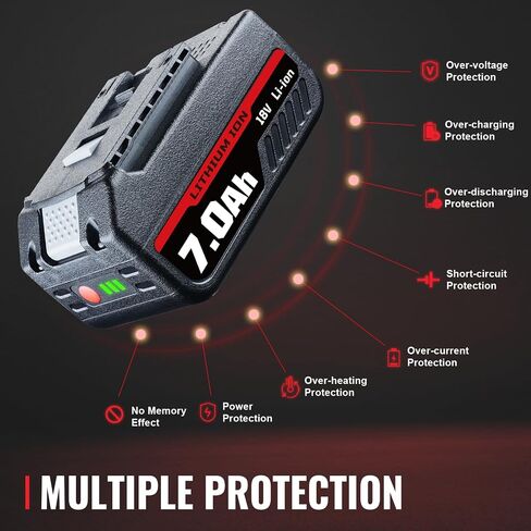 7.0Ah 18V 2 Pack Li-ion Replacement for Bosch Battery BAT618 BAT609 | Fits BAT622 BAT619 BAT619G BAT610G BAT609G BAT618G. Lithium-ion cells with LED fuel gauge for drills, saws, grinders in Kuwait