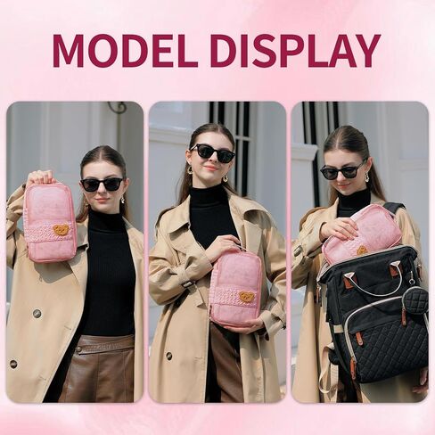 Diaper Bag Organizer Pouches - 2 Pack, Small Diaper Bag Mini Purse | Travel Baby Bag for Boys & Girls, Pink in Saudi Arabia
