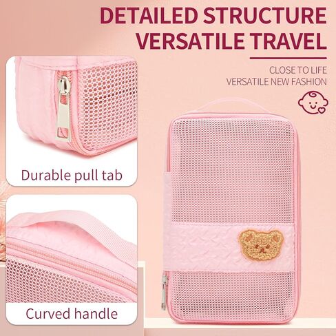 Diaper Bag Organizer Pouches - 2 Pack, Small Diaper Bag Mini Purse | Travel Baby Bag for Boys & Girls, Pink in Saudi Arabia