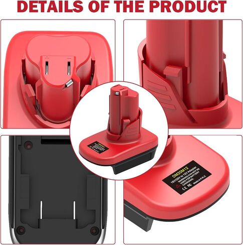 Battery Adapter for Milwaukee M12 12V Tools, Compatible with DeWalt 20V MAX and Milwaukee M18 18V Lithium Batteries, M18 to M12 Battery Converter for Cordless Power Tools,（ Adapter Only） in Kuwait