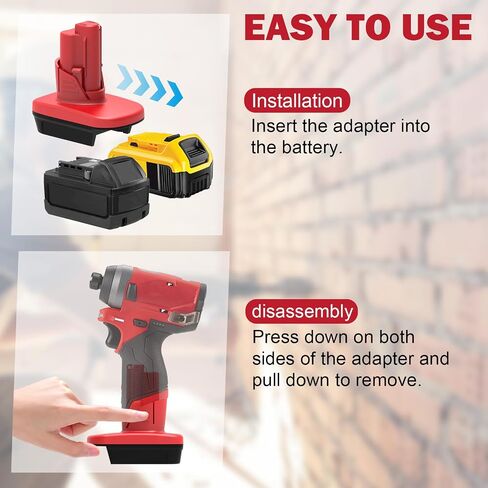 Battery Adapter for Milwaukee M12 12V Tools, Compatible with DeWalt 20V MAX and Milwaukee M18 18V Lithium Batteries, M18 to M12 Battery Converter for Cordless Power Tools,（ Adapter Only） in Kuwait