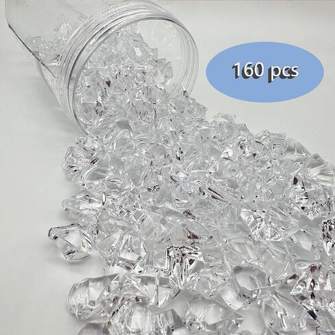 160PCS Fake Ice Cubes, 25 x 18 mm Acrylic Vase Fillers,Plastic Crushed Ice for Centerpiece Table Decorations,Table Scatter, Wedding Decoration, Photography Props in Saudi Arabia