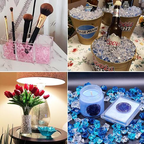 160PCS Fake Ice Cubes, 25 x 18 mm Acrylic Vase Fillers,Plastic Crushed Ice for Centerpiece Table Decorations,Table Scatter, Wedding Decoration, Photography Props in Saudi Arabia