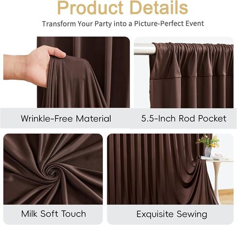 10x8ft Beige Backdrop Curtain for Parties Wrinkle Free Fabric Backdrop Curtain Wedding Photo Backdrop Drapes for Birthday Party Baby Shower Bridal Shower Photography Back Drop 2 Panels 5x8FT in Saudi Arabia