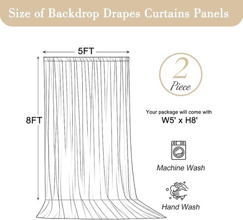 10x8ft Beige Backdrop Curtain for Parties Wrinkle Free Fabric Backdrop Curtain Wedding Photo Backdrop Drapes for Birthday Party Baby Shower Bridal Shower Photography Back Drop 2 Panels 5x8FT in Saudi Arabia