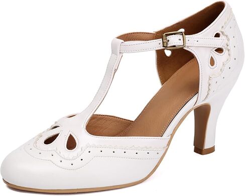 Women's Mary Jane Close Round Toe Rockability Vintage Oxford 1950s Wingtip Heels Retro 1920s Victorian Pumps 1930s Shoes in Saudi Arabia