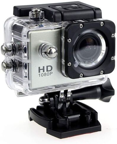 Action Camera, HD 1080P Action Camera Waterproof Camera with 2.0' Screen Underwater Cam Waterproof 30M, for Live Streaming Stabilisation,White in Saudi Arabia