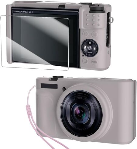 Camera Case for Canon PowerShot SX740/ SX730 Digital Camera Accessories,SX740 HS Cave, Soft Silicone Protective Case,Comes with 1 Screen Protectors and 1 Wrist Strap- (Rose Grey) in Kuwait