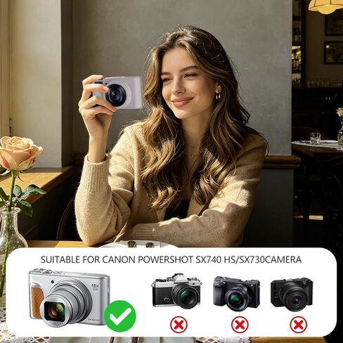 Camera Case for Canon PowerShot SX740/ SX730 Digital Camera Accessories,SX740 HS Cave, Soft Silicone Protective Case,Comes with 1 Screen Protectors and 1 Wrist Strap- (Rose Grey) in Kuwait