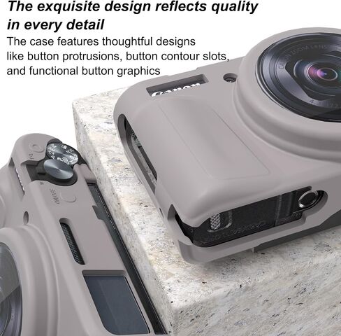 Camera Case for Canon PowerShot SX740/ SX730 Digital Camera Accessories,SX740 HS Cave, Soft Silicone Protective Case,Comes with 1 Screen Protectors and 1 Wrist Strap- (Rose Grey) in Kuwait