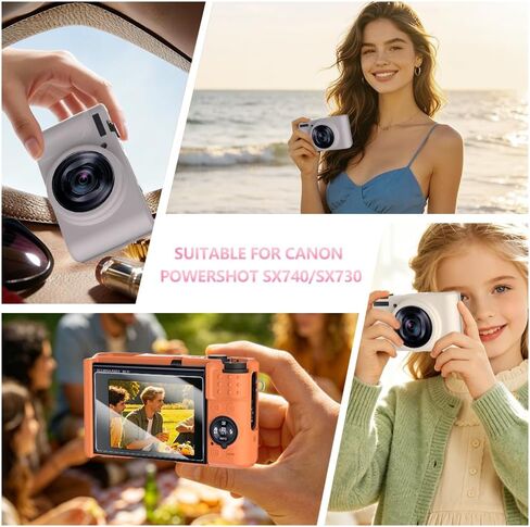 Camera Case for Canon PowerShot SX740/ SX730 Digital Camera Accessories,SX740 HS Cave, Soft Silicone Protective Case,Comes with 1 Screen Protectors and 1 Wrist Strap- (Rose Grey) in Kuwait
