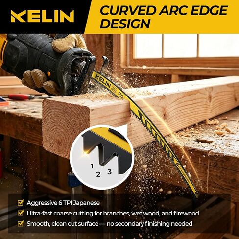 15" Pruning Blade for Reciprocating Saw,Arc Edge Japanese Saw,5 Pack | 6 TPI, Heat Treated CR-V Steel, Cuts Wood & Tree Limbs, Less Binding, Fits Dewalt/Milwaukee/Makita/Bosch in Saudi Arabia