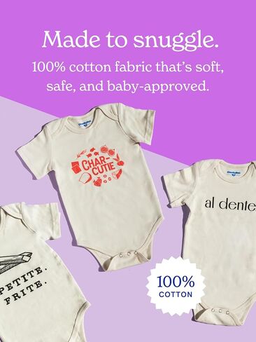 Chunky Deli Baby + Newborn 100% Cotton Bodysuit Girls & Boys Foodie Inspired Graphic Romper in Kuwait