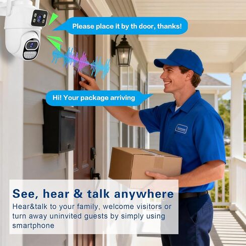 Dual Lens Outdoor Camera Wired, Pan/Tilt Indoor Security Camera, 360° View | Auto Motion Tracking, Color Night Vision, Two-way Talk, Free AI Detection, 2.4G Wi-Fi, 24/7 Continuous Recording in Saudi Arabia