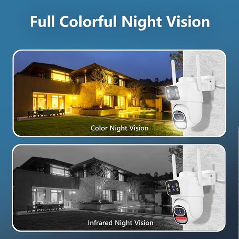 Dual Lens Outdoor Camera Wired, Pan/Tilt Indoor Security Camera, 360° View | Auto Motion Tracking, Color Night Vision, Two-way Talk, Free AI Detection, 2.4G Wi-Fi, 24/7 Continuous Recording in Saudi Arabia