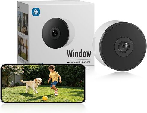 3MP 2K No Drill Window Camera,Wired Indoor Security Camera 2 Pack | 2.4 & 5GHz WIFI Full Color Night Vision, Person & Vehicle Detection, Anti-Glare & Reflection, Ideal for yard, porch or street in Saudi Arabia