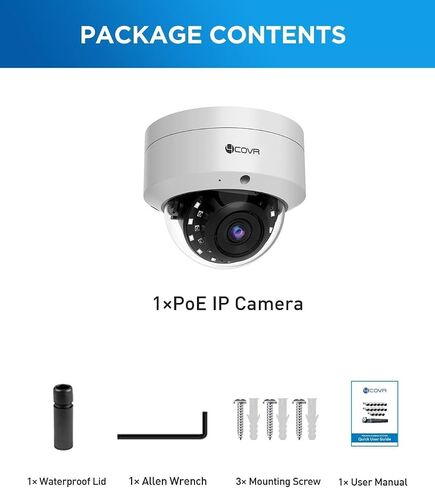 4COVR 6K PoE Security Camera Outdoor, 12MP Wired Surveillance, LY54AXAMA | Dome IP Camera with Mic, IK10 Vandal-Proof IP67, AI Human/Vehicle Detection, 100ft Night Vision, 2.8mm Lens, (NOT PTZ) in Saudi Arabia