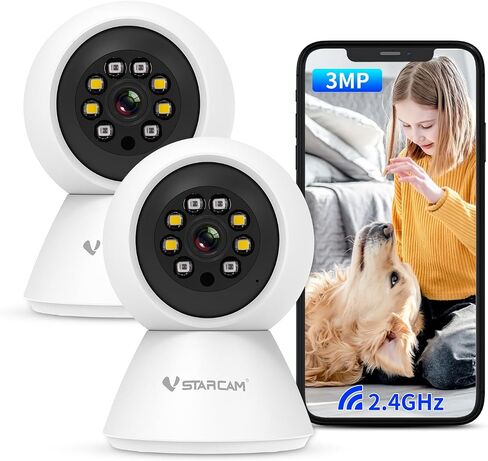 VSTARCAM 3MP Indoor Pet Camera, 2.4G WiFi Camera for Home Security Camera with Phone APP, PIR Motion Detection, Color Night Vision, 2-Way Talking, for Baby/Pet/Elderly Care (2pk) in Saudi Arabia